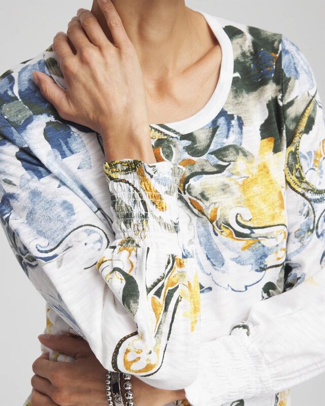 Floral Smocked Sleeve Tee - image 4